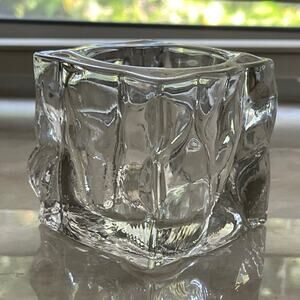 KIG ice cube shaped glass votive candle holder 2-1/2”